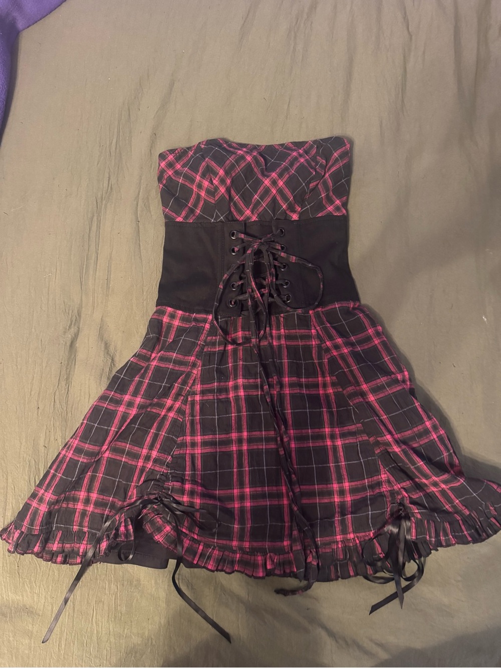 Tripp nyc Black and Pink Plaid Corset Dress